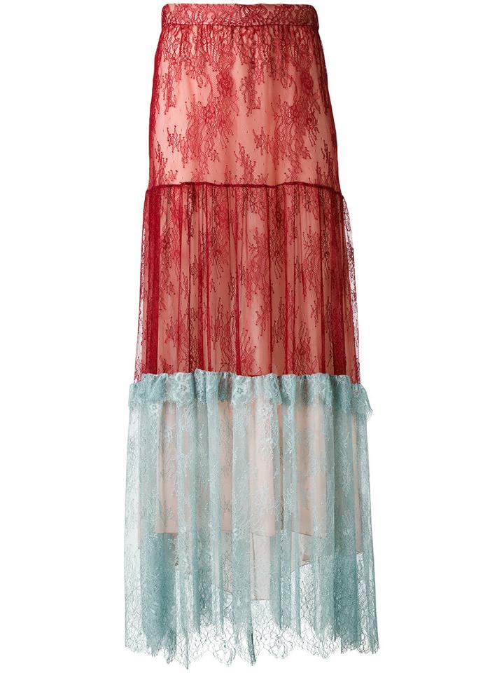 Philosophy Di Lorenzo Serafini - Lace Skirt - Women - Polyamide/polyester - 40, Red, Polyamide/polyester