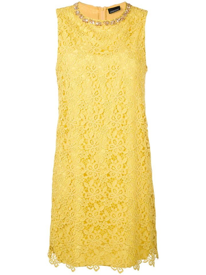 Ermanno Ermanno - Embellished Lace Mini Dress - Women - Polyester - 44, Yellow/orange, Polyester