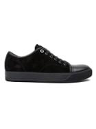 Lanvin Contrasted Toe Cap Sneakers, Men's, Size: 6, Black, Calf Leather/rubber