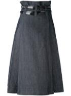 Outsource Images - Belted Skirt - Women - Cotton/spandex/elastane/bos Taurus - 40, Blue, Cotton/spandex/elastane/bos Taurus