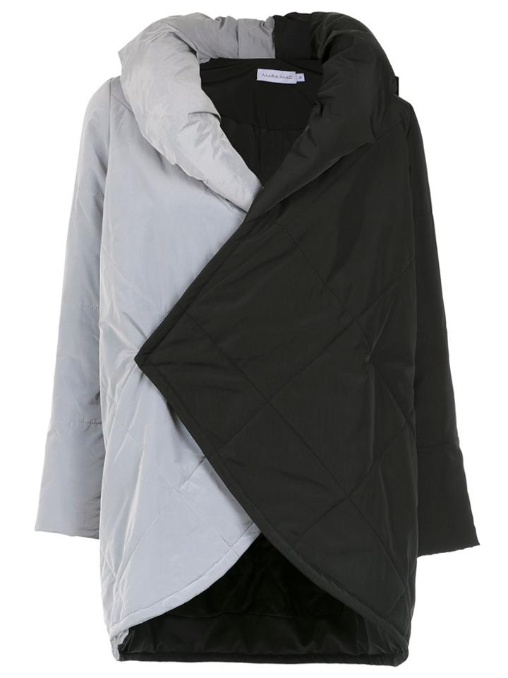 Mara Mac Contrasting Panelled Coat - Black