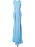 Alex Perry Lace-up Detailing Long Dress, Women's, Size: 8, Blue, Triacetate/polyester