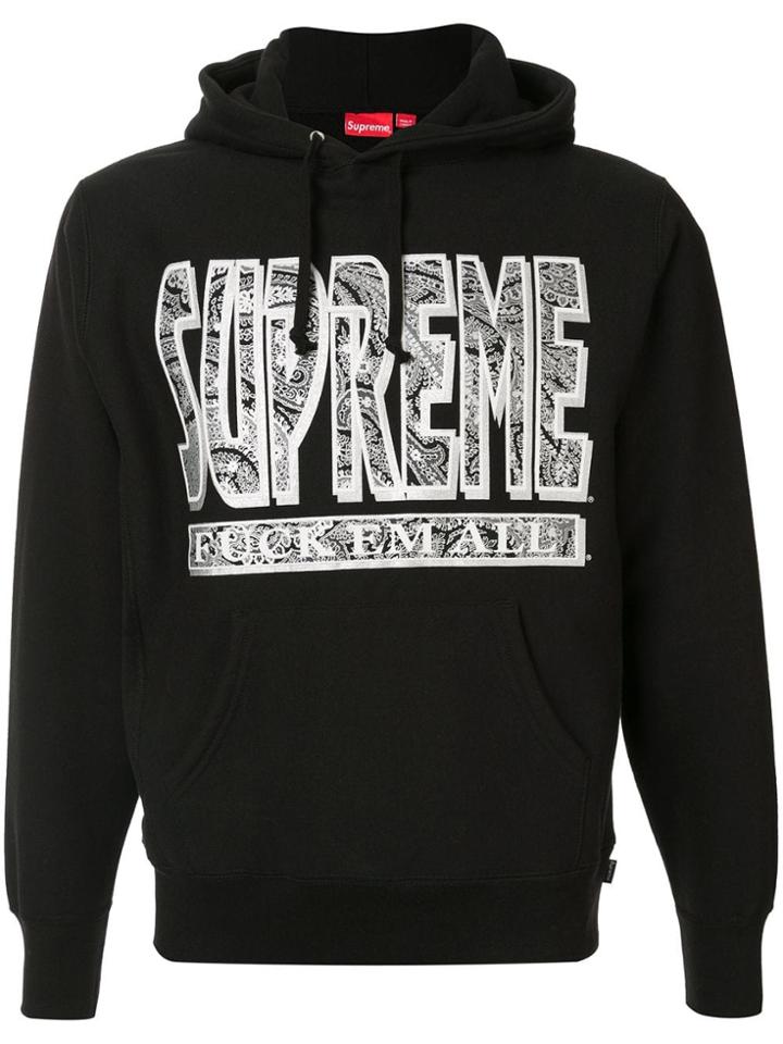 Supreme Paisley F*ck Em All Hooded Sweatshirt - Black