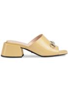 Gucci Patent Leather Mid-heel Slides - Neutrals