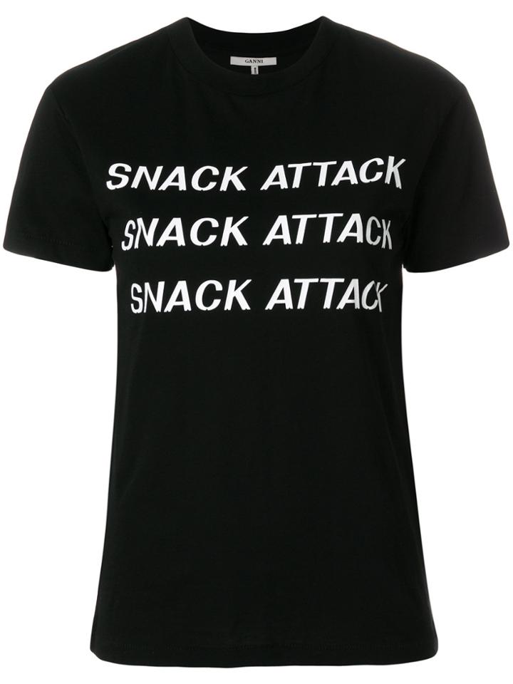 Ganni Snack Attack Slogan T-shirt - Black