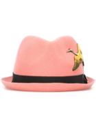 Dsquared2 Embroidered Bird Fedora, Women's, Size: Large, Pink/purple, Wool