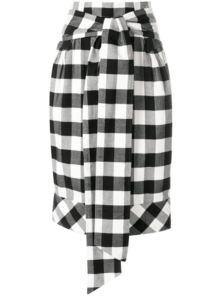 Teija Check Tied Waist Skirt - Black