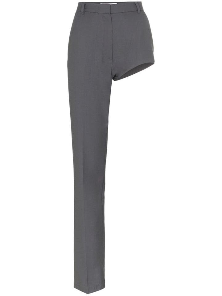 Pushbutton One Leg Slim Fit High-waisted Trousers - Grey