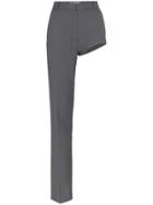Pushbutton One Leg Slim Fit High-waisted Trousers - Grey