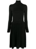 Calvin Klein Pleated Turtleneck Dress - Black