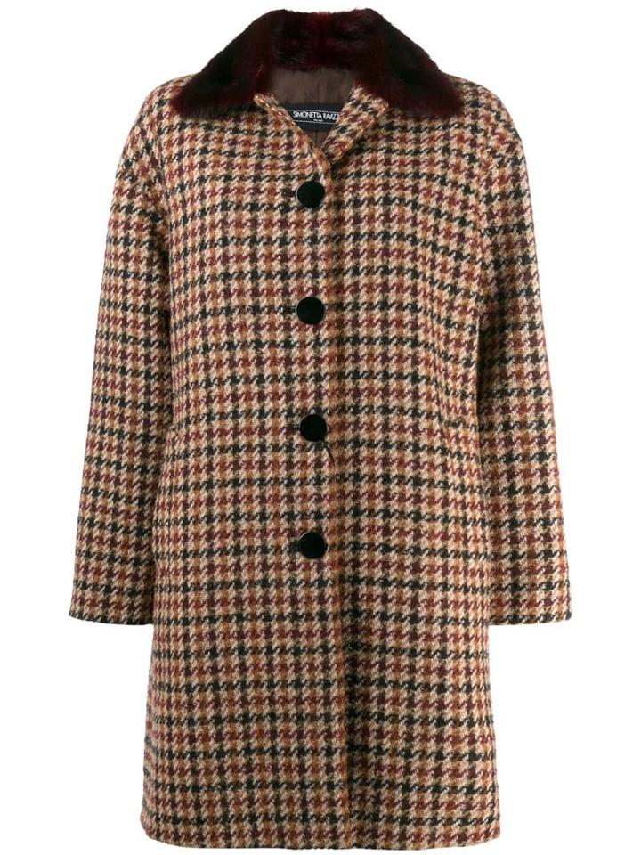 Simonetta Ravizza Houndstooth Midi Coat - Brown