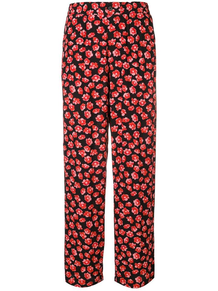 Ganni Floral Print Trousers - Black