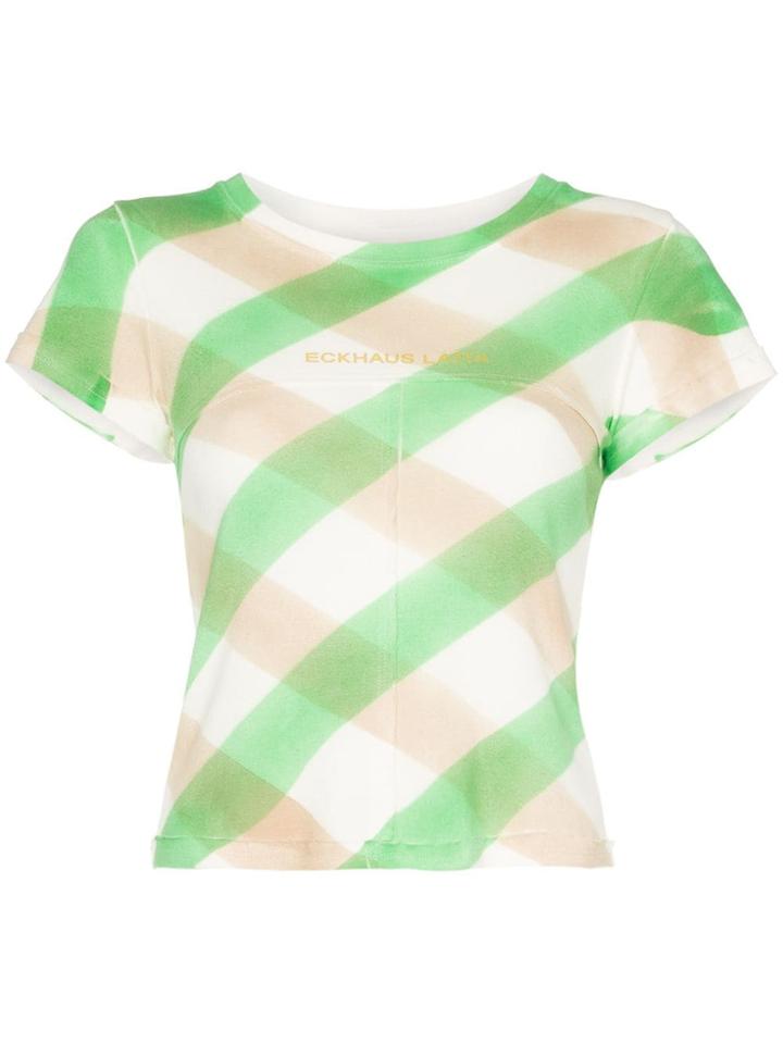 Eckhaus Latta Lapped Baby Check Print T-shirt - Green