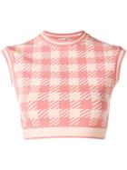 Alaïa Vintage Houndstooth Cropped Top - Pink