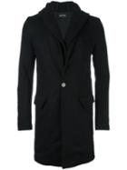 Andrea Ya'aqov Single Breasted Hooded Coat, Men's, Size: Medium, Black, Virgin Wool/cashmere/polyamide