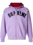 Supreme Logo Zipped Hoodie - Purple