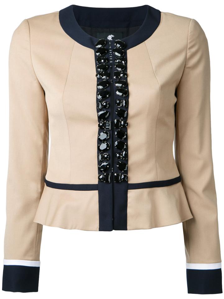 Loveless Embellished Cropped Jacket - Nude & Neutrals