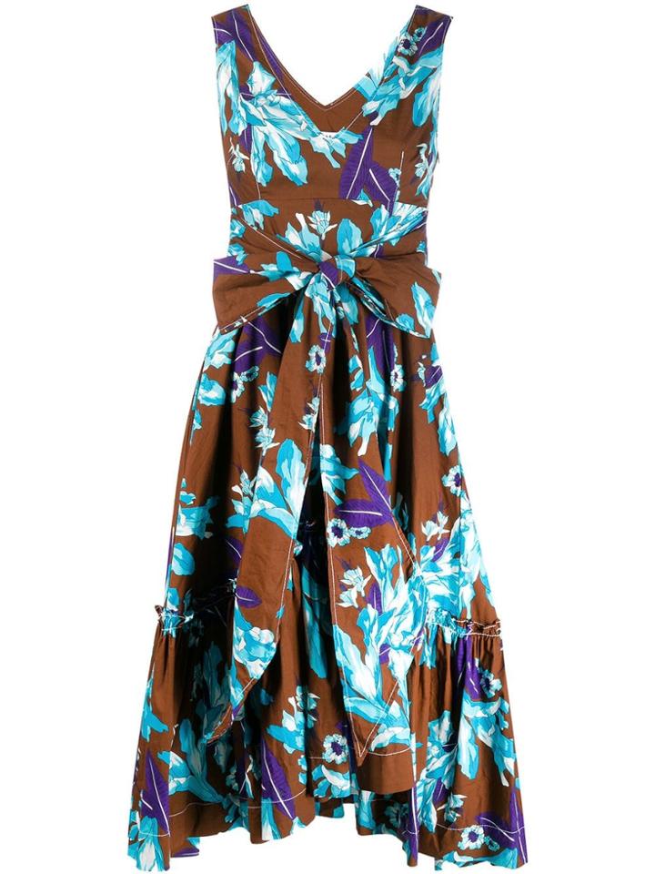 P.a.r.o.s.h. Tie Waist Dress - Brown