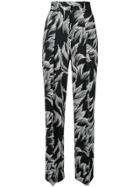 Victoria Beckham Printed Belted Trousers - Black