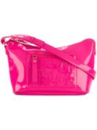 See By Chloé Logo Embossed Satchel Bag - Pink & Purple