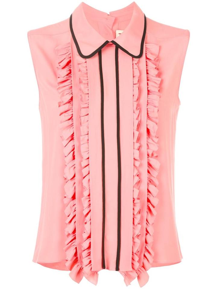 Marni Ruffle Trim Sleeveless Blouse, Women's, Size: 38, Pink/purple, Silk/acetate