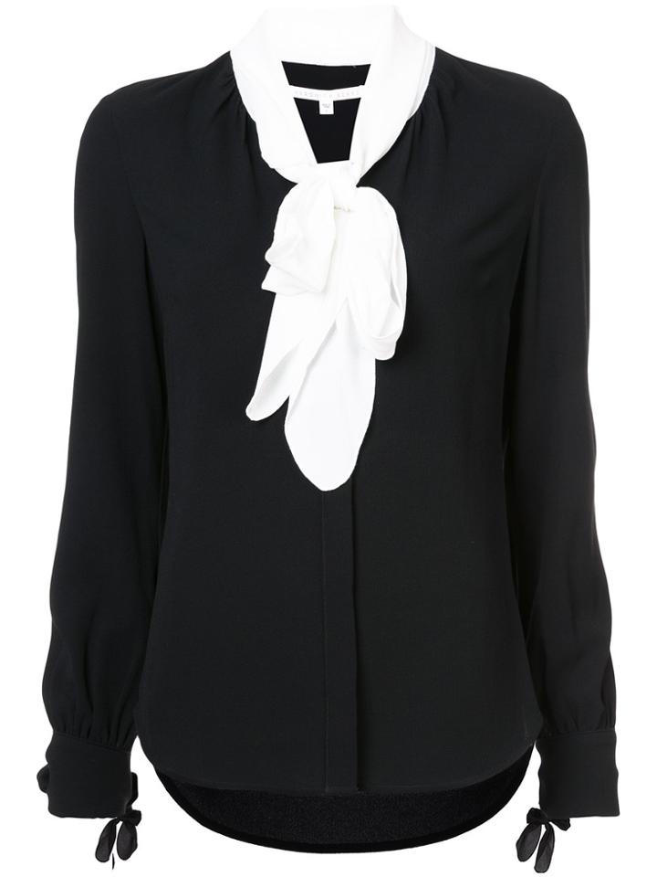 Veronica Beard Presley Tie Neck Blouse - Black