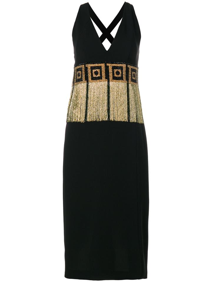 Versace Collection Beaded Fringes Dress - Black