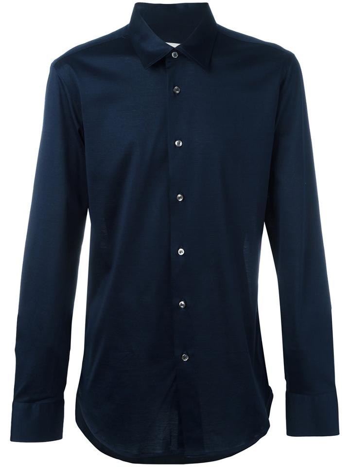 Brioni Plain Shirt, Men's, Size: Xl, Blue, Cotton