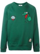 Andrea Pompilio Embroidered Cartoons Sweatshirt, Men's, Size: 46, Green, Cotton