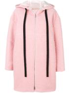 Marni Hooded Straight Fit Coat - Pink & Purple