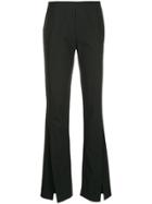 Taylor Slit Front Flared Trousers - Black