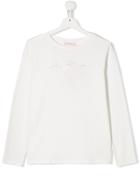 Miss Blumarine Rhinestone Logo Top - White