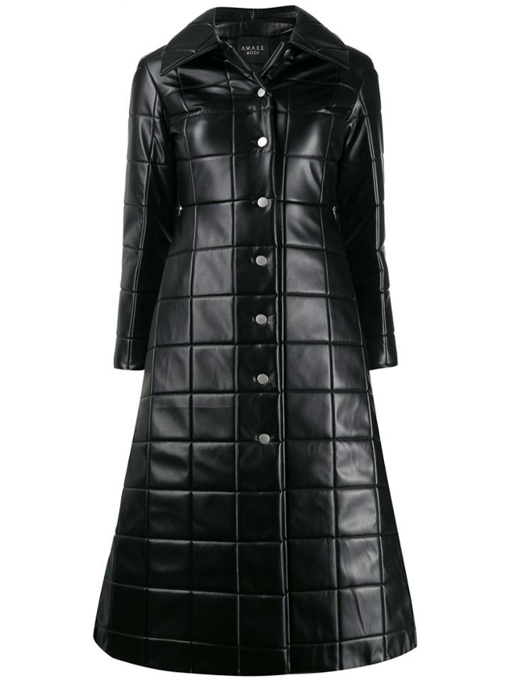 A.w.a.k.e. Mode Quilted Checked Coat - Black