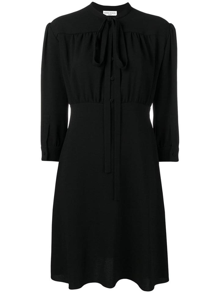 Sonia Rykiel Tie-neck Flared Dress - Black