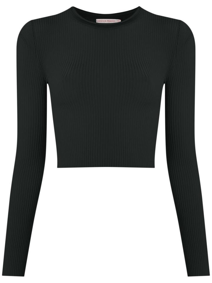 Cecilia Prado - Knitted Cropped Top - Women - Spandex/elastane/viscose - G, Black, Spandex/elastane/viscose