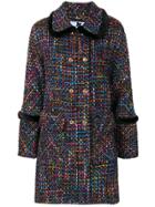 Blumarine Double Breasted Tweed Coat - Multicolour