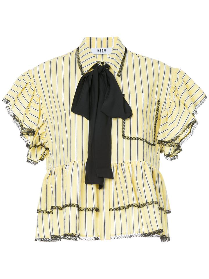 Msgm Pinstripe Ruffled Blouse - Yellow & Orange