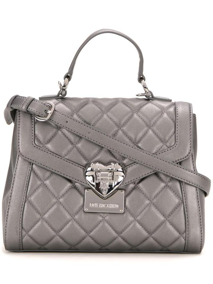 Love Moschino Metallic (grey) Quilted Tote, Women's