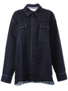 Marques'almeida Denim Frayed Shirt Jacket, Women's, Size: Medium, Blue, Cotton