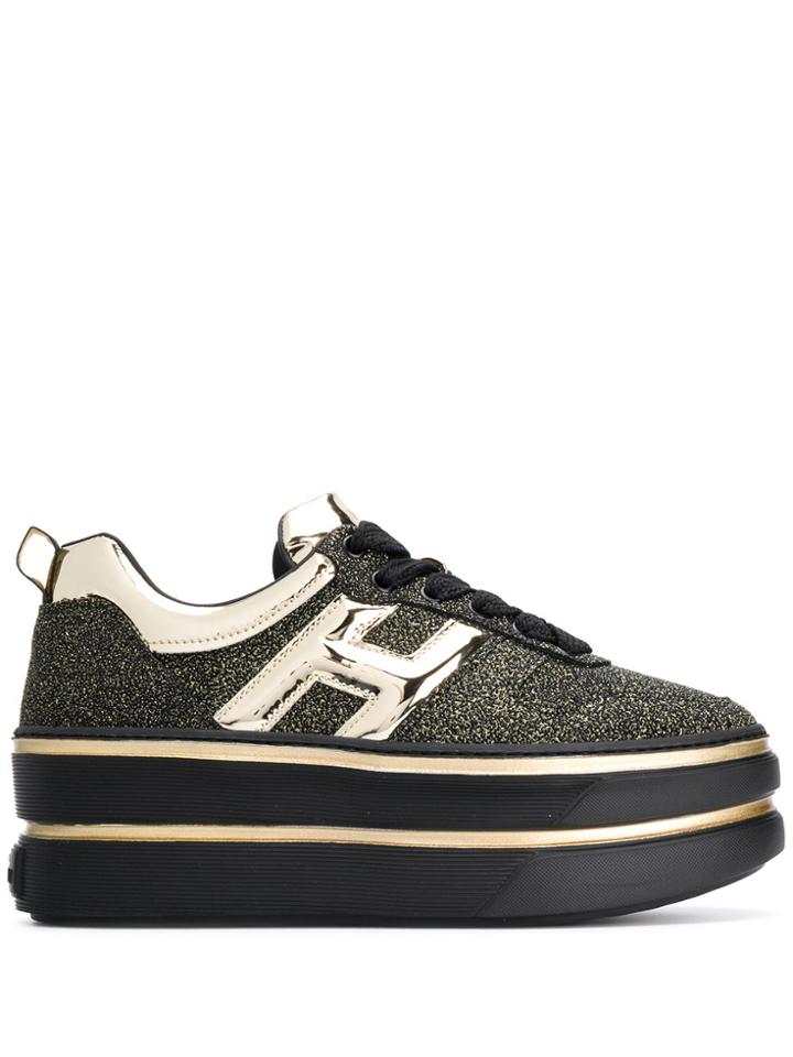 Hogan Chunky Heel Glitter Detail Sneakers - Black