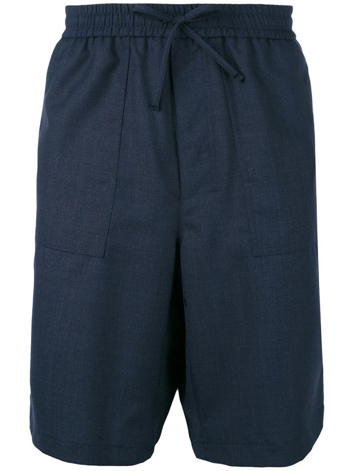 Ami Alexandre Mattiussi - Elasticated Waist Bermuda Shorts - Men - Wool - 36, Blue, Wool