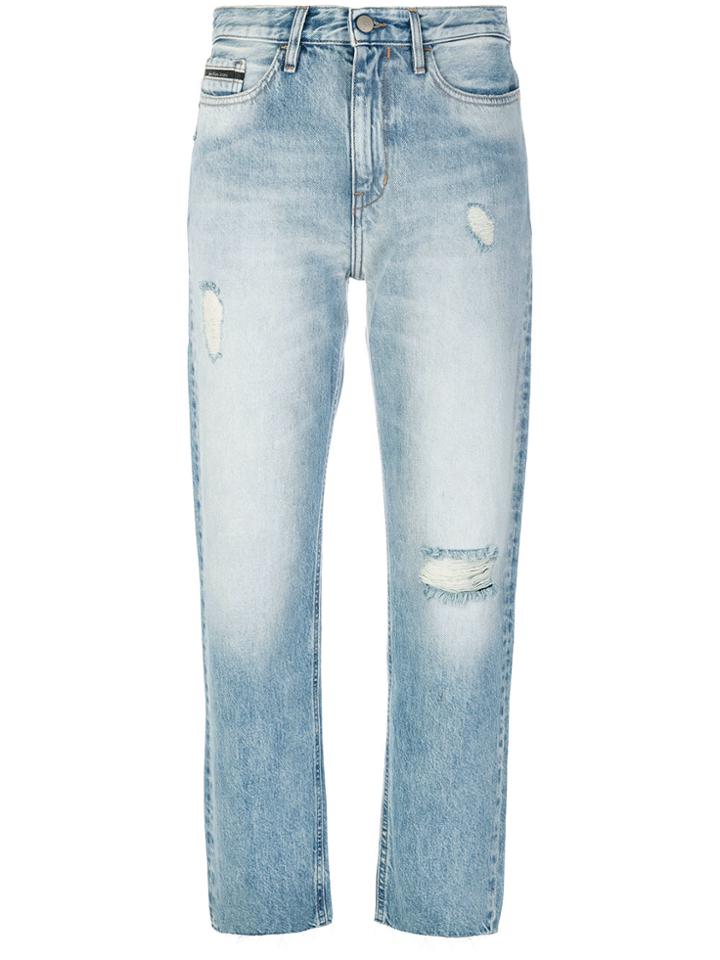 Ck Jeans Distressed Cropped Jeans - Blue