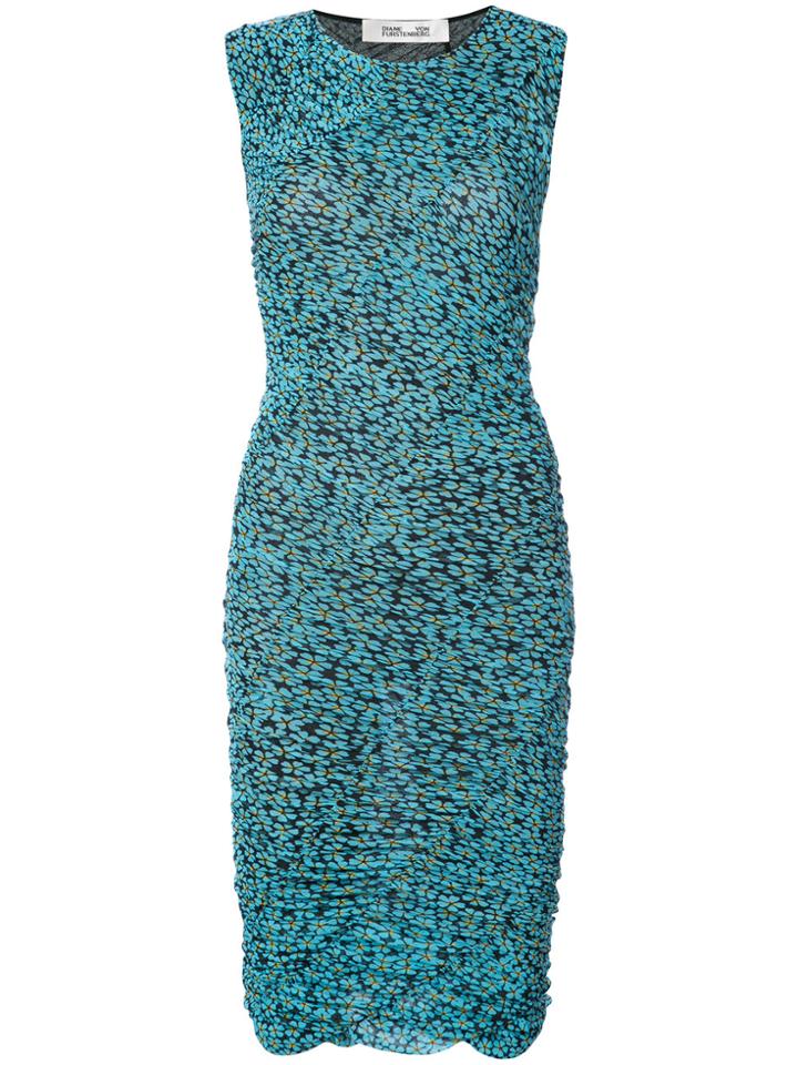 Diane Von Furstenberg Floral Print Ruched Dress - Black