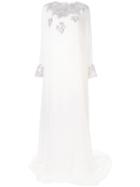 Oscar De La Renta Embellished Sheer Evening Dress - White