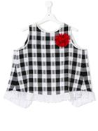 Mariuccia Milano Kids Teen Open-back Gingham Top - Black