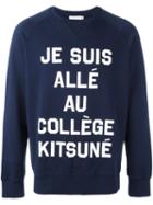 Maison Kitsuné Quote Print Sweatshirt, Men's, Size: Large, Blue, Cotton