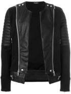 Balmain Collarless Sweatshirt Jacket - Black