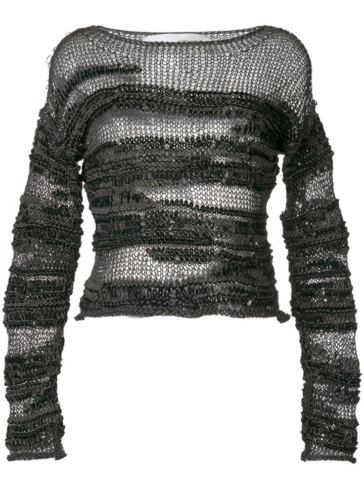 Isabel Benenato Sheer Patterned Sweater - Grey