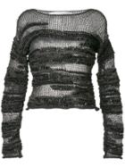 Isabel Benenato Sheer Patterned Sweater - Grey