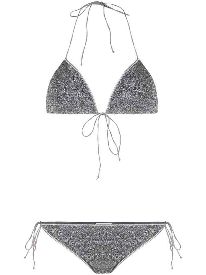 Oseree Lurex Two Piece Bikini - Silver